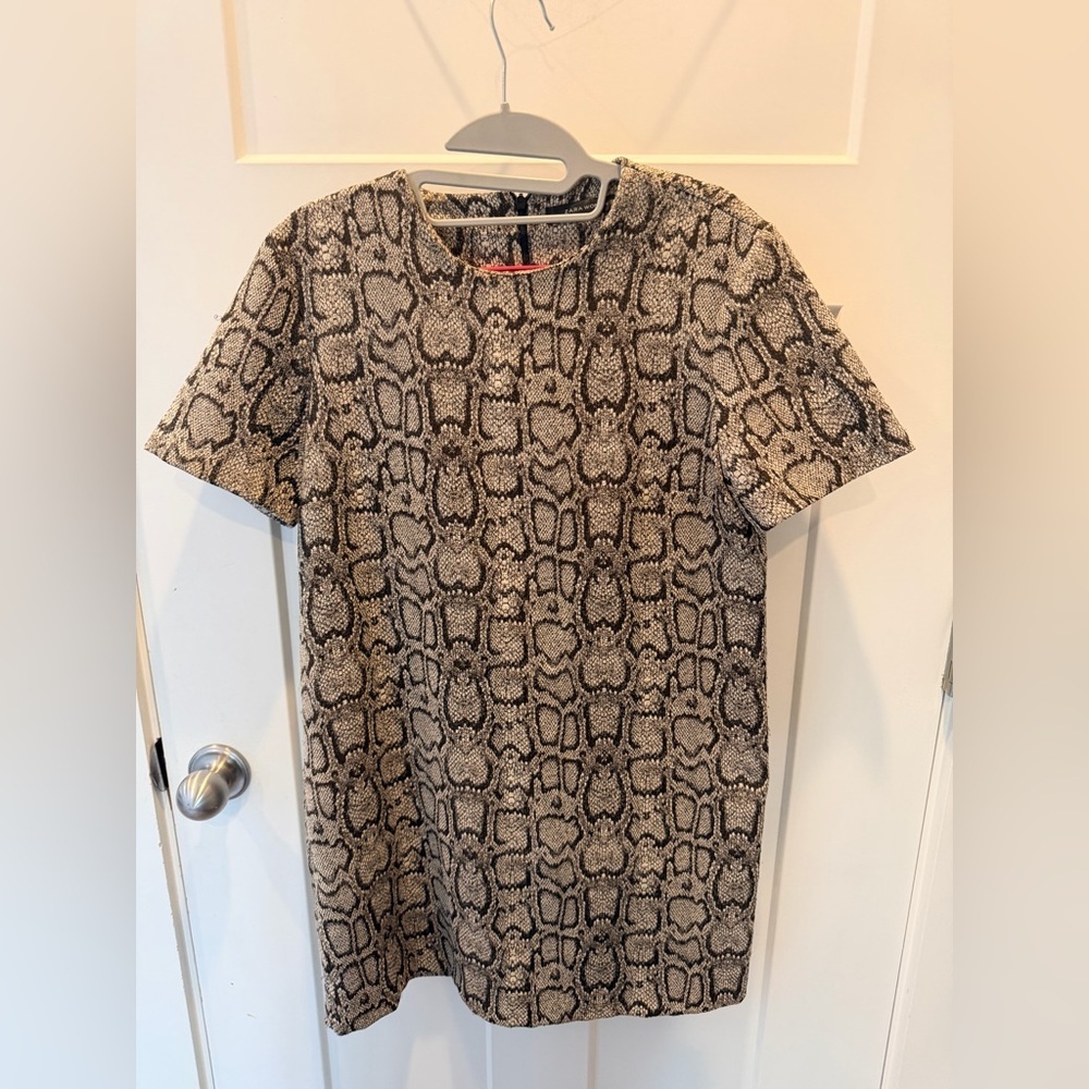 Zara Woman Snake Print Sheath Dress Small Brown Black Mini